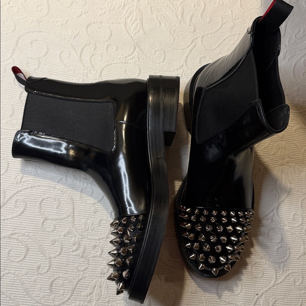 Christian Louboutin Melon Spike Chelsea Black Studded Boots - Picture 7 of 17